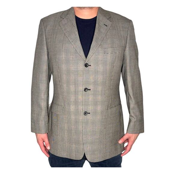 Brooks Brothers 44L WOOL Gray PLAID 3 Button Blazer 346 Jacket Sportcoat - Picture 1 of 11